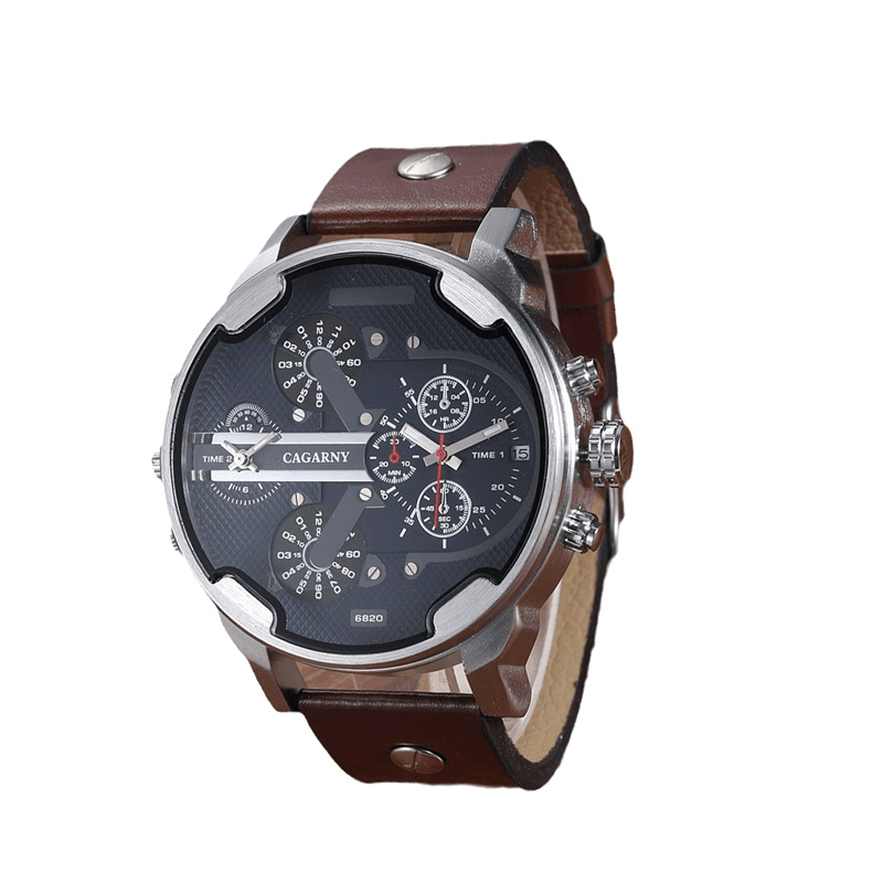 Leather Watch Band Men - Cagarny Watch 6820 Dual Display Watch