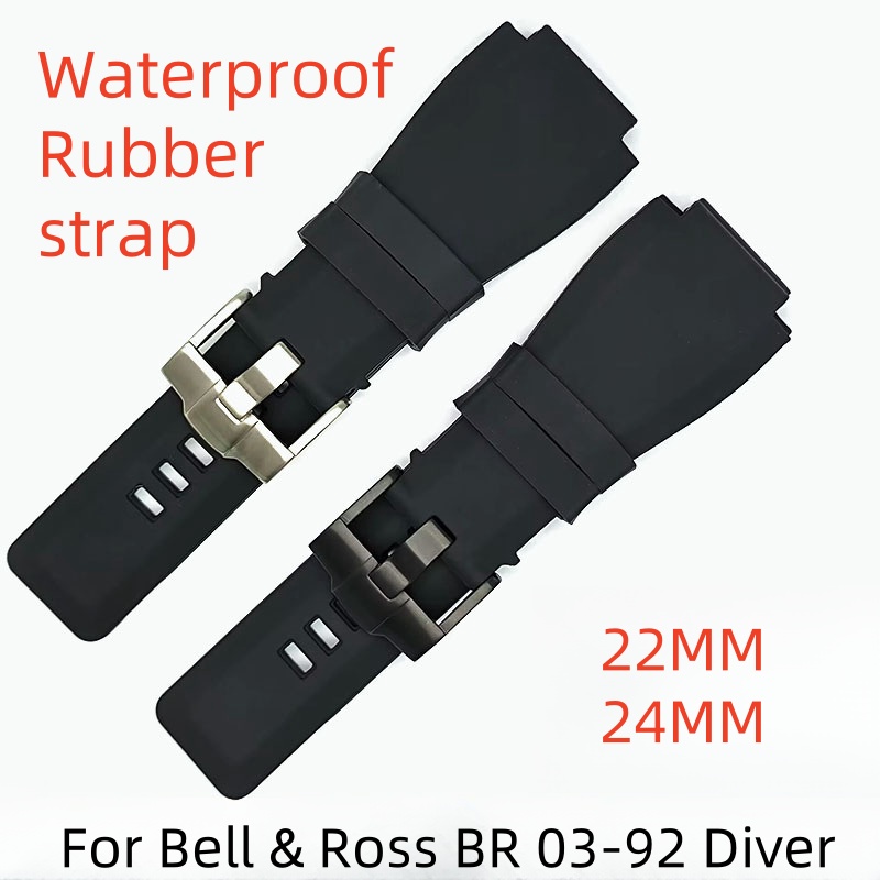 Rubber Strap Diver - 22mm 24mm Rubber watch strap Stainless