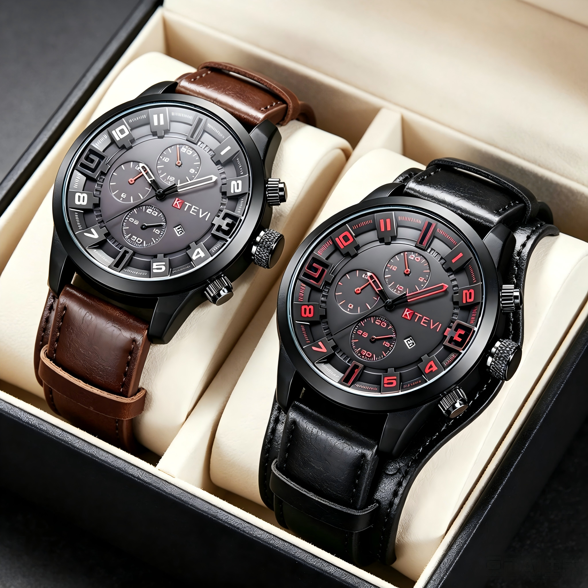 Leather Watch Band Men - Fashion Arabic Dial Men Quartz Watch