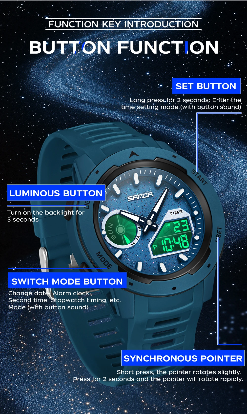 SANDA new men's fluorescent wa - Rubber Strap Diver incelemesi ve fiyatı
