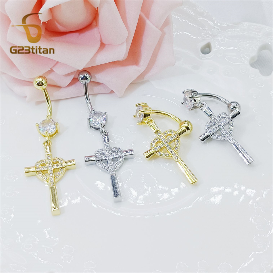 CZ Heart Cross Zircon Dangled  - Curved Spring Bar incelemesi ve fiyatı