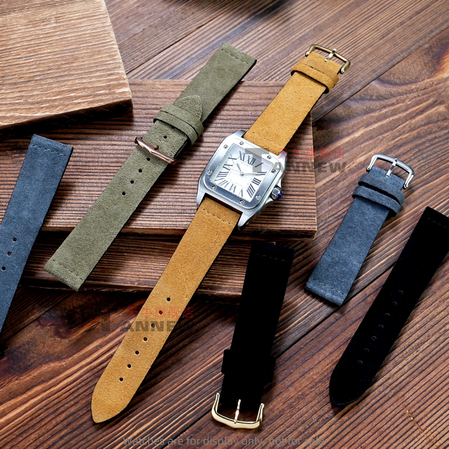 For Cartier Tank, Santos-Dumon - Suede Strap Watch incelemesi ve fiyatı