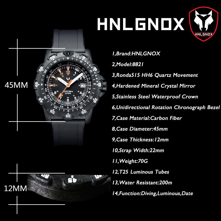 Hnlgnox Mens Pilot Watches Spo - Rubber Strap Diver incelemesi ve fiyatı