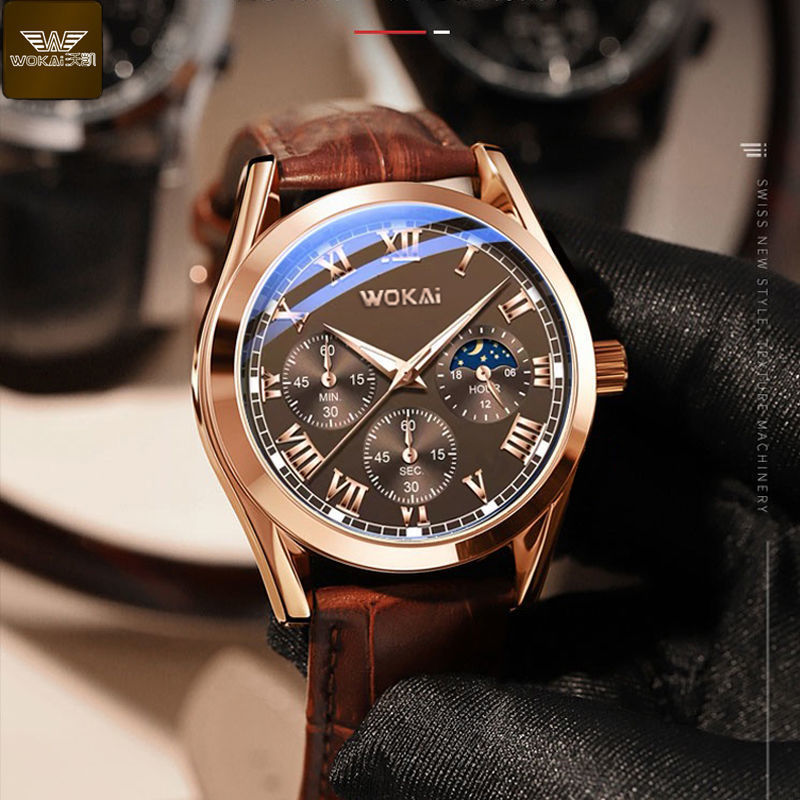WOKAI Fashion Casual Business  - Leather Watch Band Men incelemesi ve fiyatı