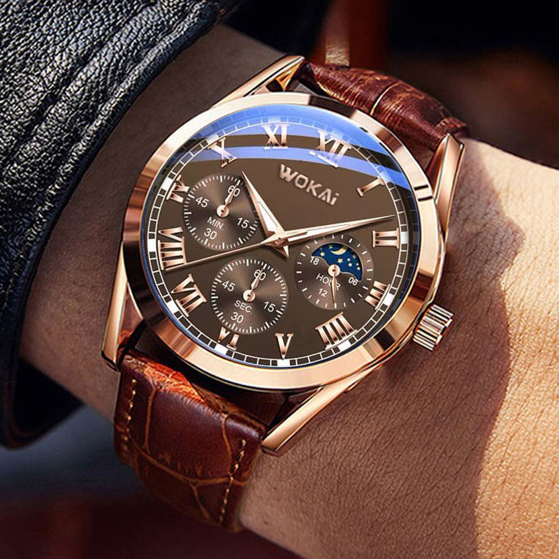 WOKAI Fashion Casual Business  - Leather Watch Band Men incelemesi ve fiyatı