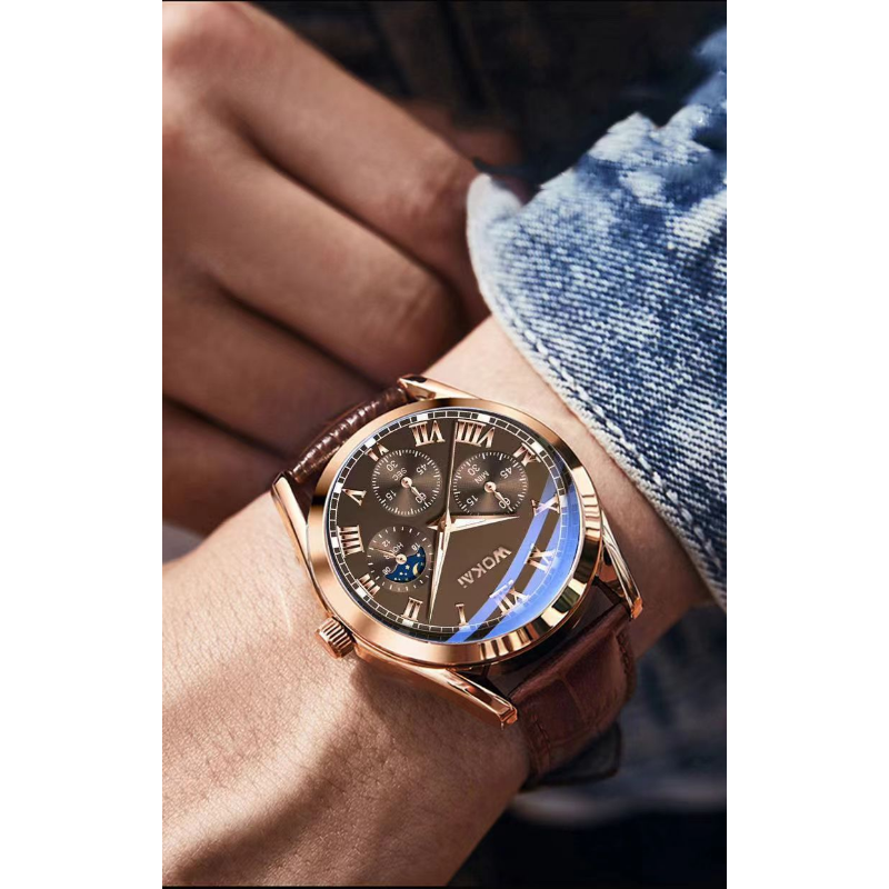 WOKAI Fashion Casual Business  - Leather Watch Band Men incelemesi ve fiyatı
