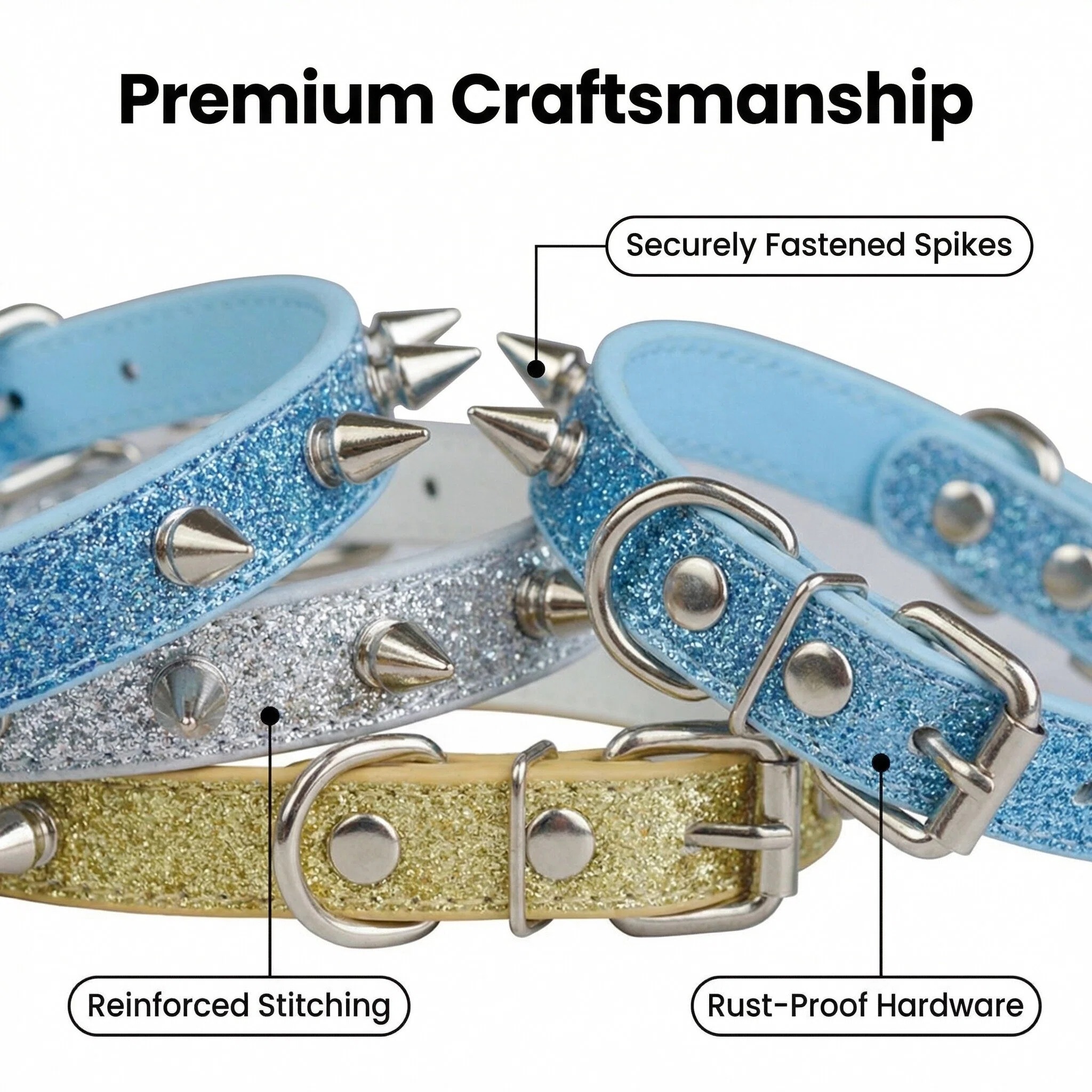 Punk Style Rivet Pet Collar Le - Leather Strap Quick Release incelemesi ve fiyatı