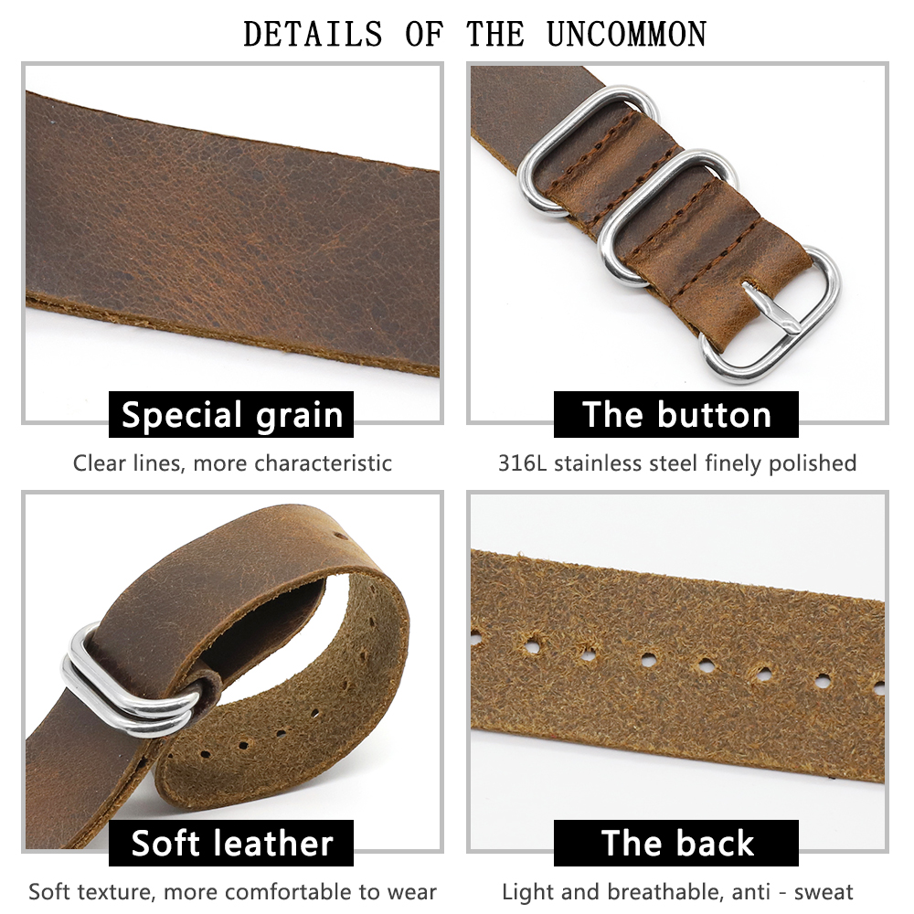 Genuine Leather Watch Band 18m - Nato Strap Nylon incelemesi ve fiyatı