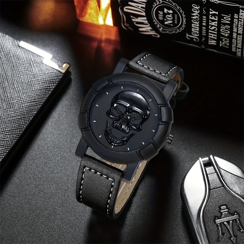 Skull Pattern Multi Display Po - Leather Watch Band Men incelemesi ve fiyatı