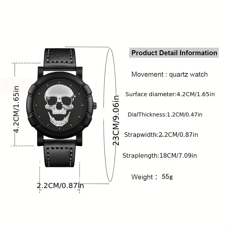 Skull Pattern Multi Display Po - Leather Watch Band Men incelemesi ve fiyatı