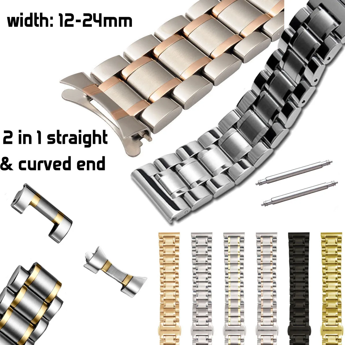 Flat Curved End Solid Metal Wa - Butterfly Clasp Deployant incelemesi ve fiyatı