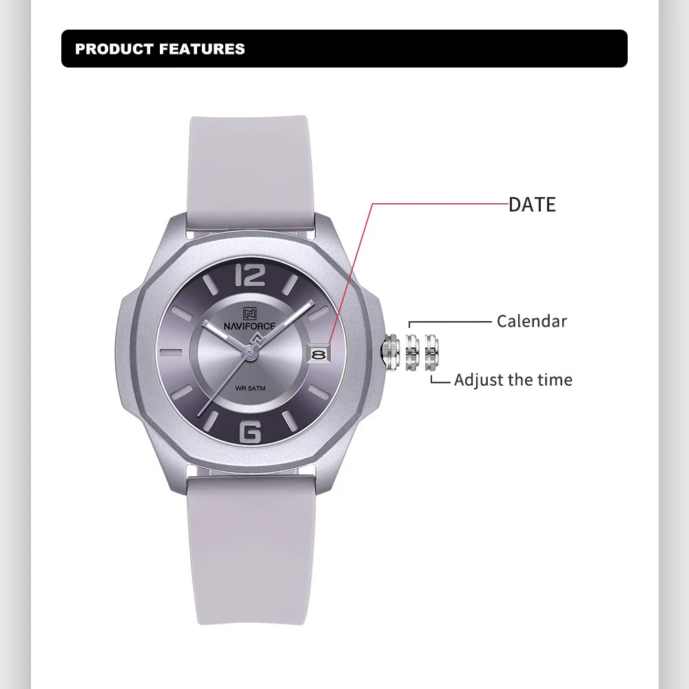 NAVIFORCE 7107 Watch for Women - Silicone Band Women incelemesi ve fiyatı