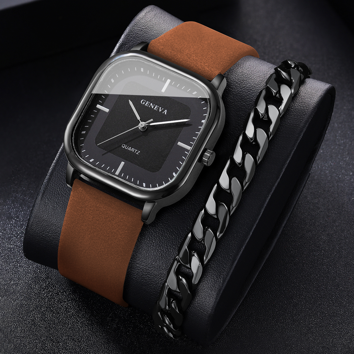2PCS/Set Fashion Leather Strap - Leather Watch Band Men incelemesi ve fiyatı