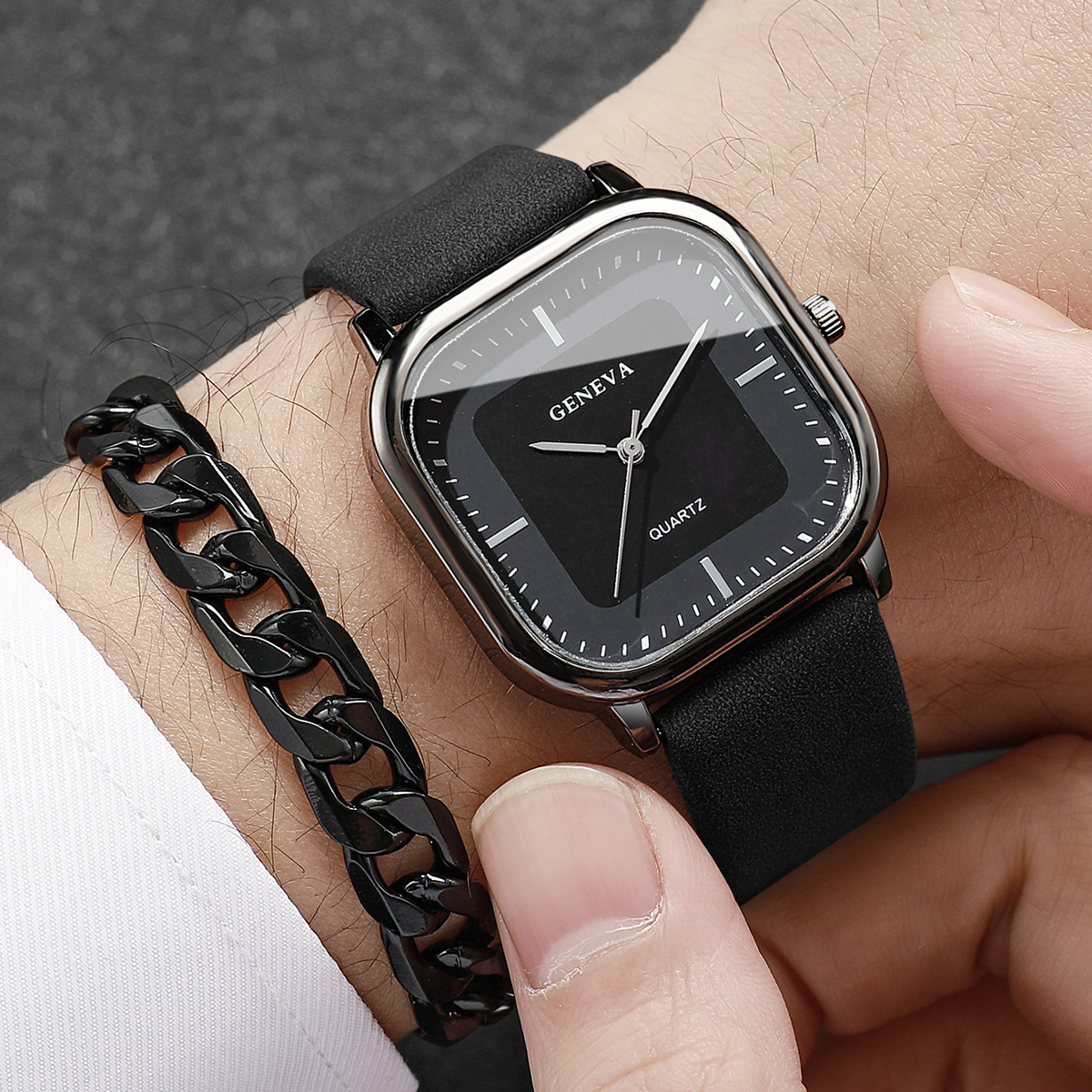 2PCS/Set Fashion Leather Strap - Leather Watch Band Men incelemesi ve fiyatı