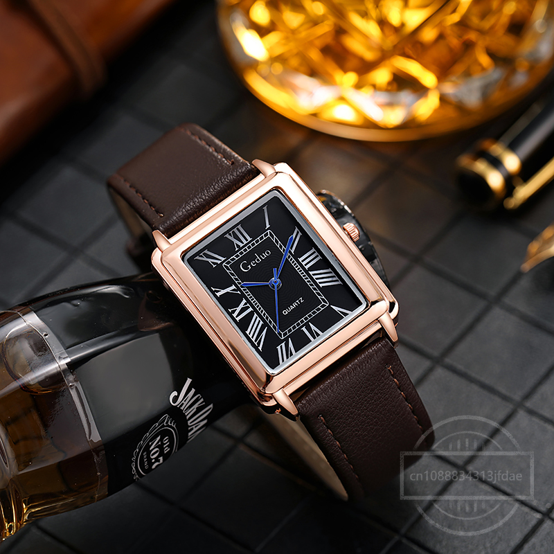 New Fashion Designer Rectangle - Leather Watch Band Men incelemesi ve fiyatı