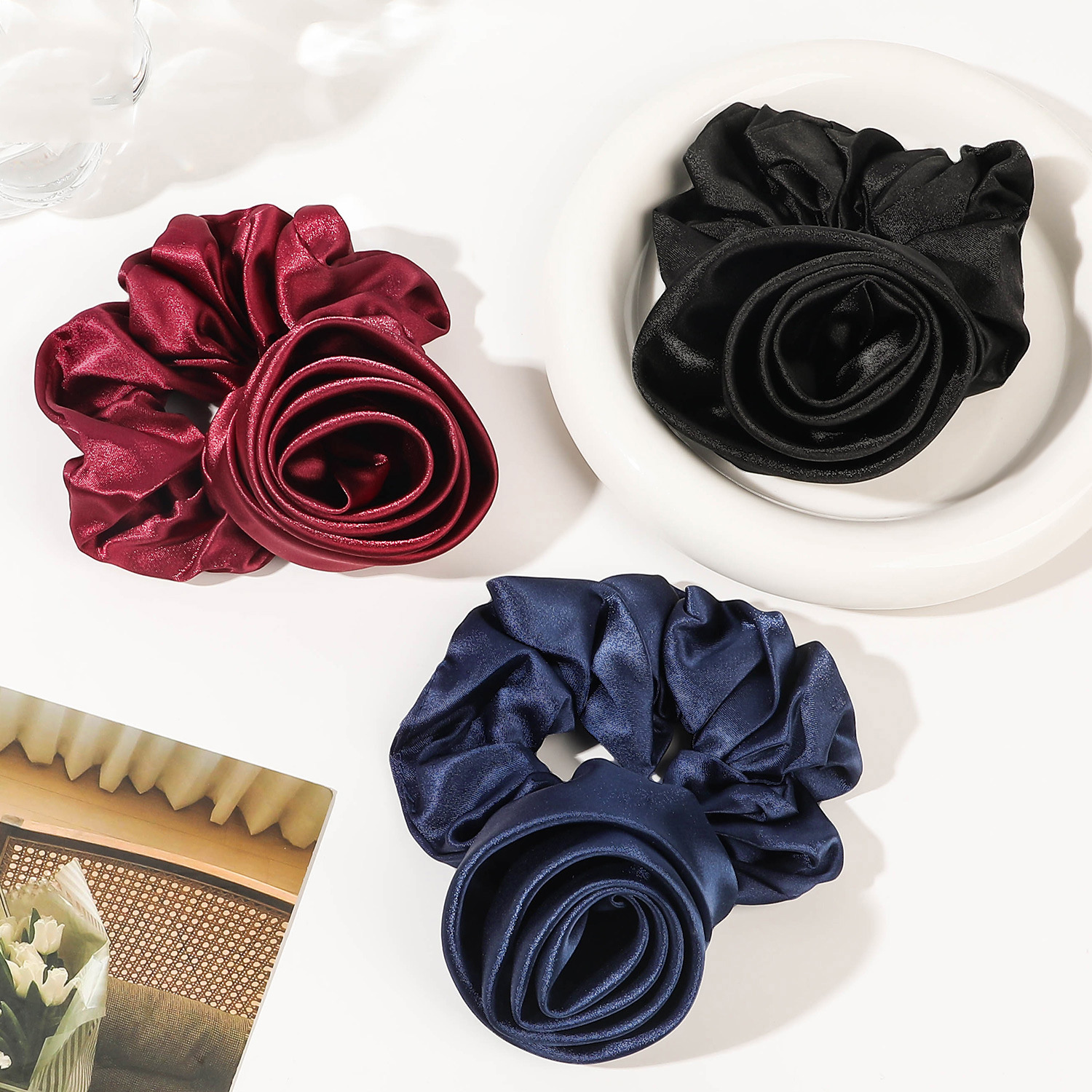 Korean Women Rose Elastic Hair - Silicone Band Women incelemesi ve fiyatı